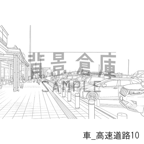 車_背景素材集11(高速道路)_トーン