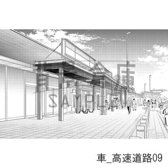 車_背景素材集11(高速道路)_トーン