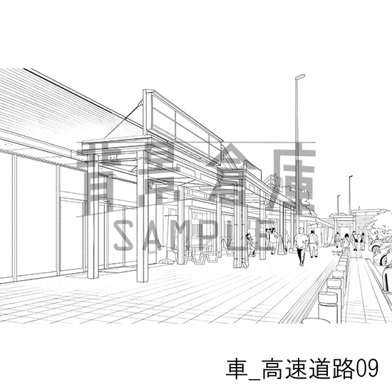 車_背景素材集11(高速道路)_トーン