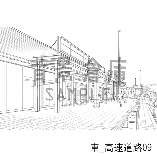 車_背景素材集11(高速道路)_トーン