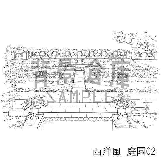 西洋風の背景集_セット8(庭園)