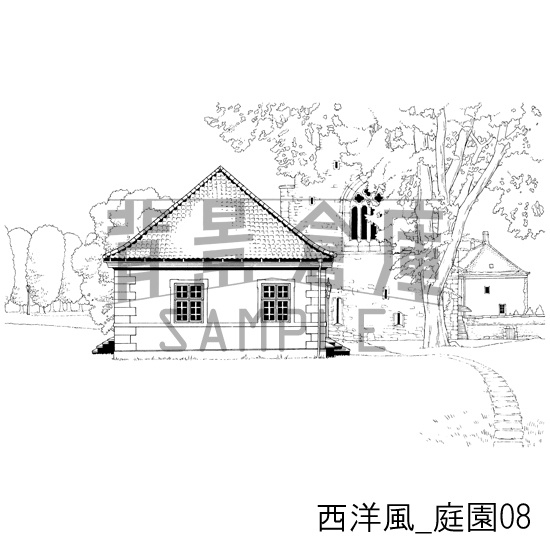 西洋風の背景集_セット8(庭園)