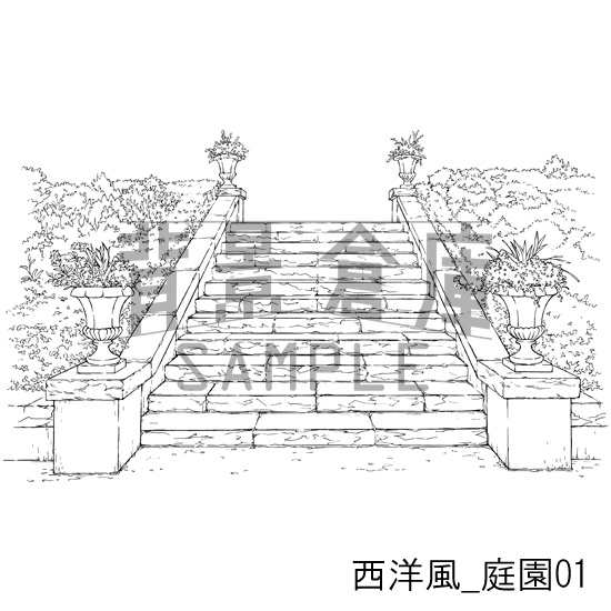 西洋風の背景集_セット8(庭園)