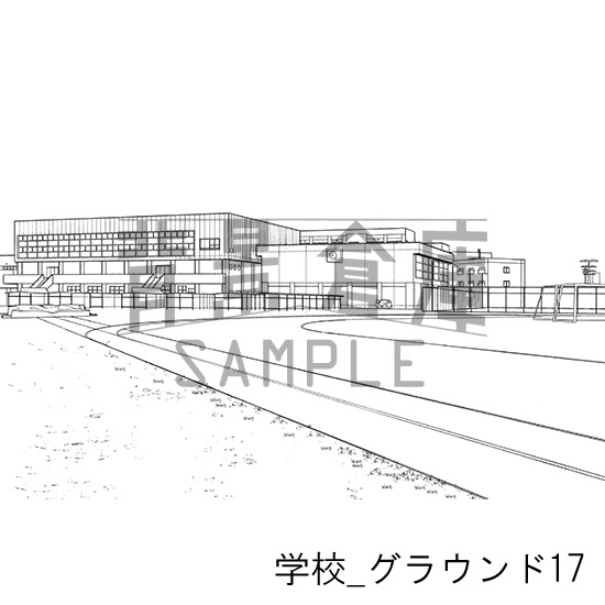学校_背景素材集51(グラウンド)_トーン