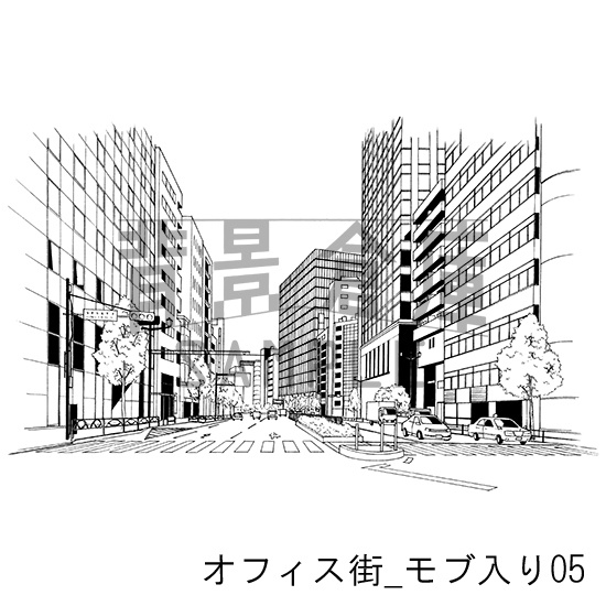 オフィス街の背景集_セット10(モブ入り)