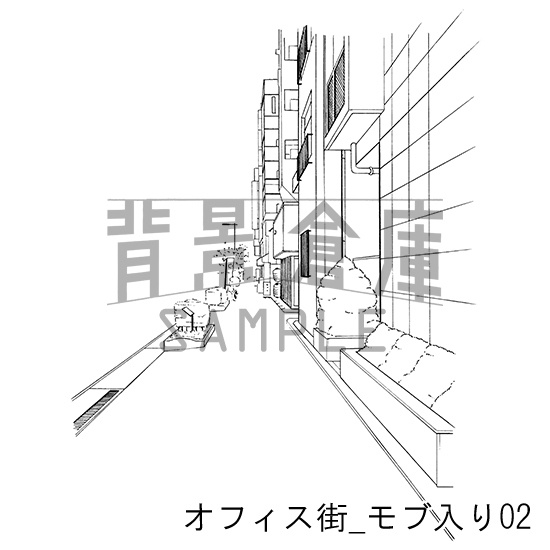オフィス街の背景集_セット10(モブ入り)