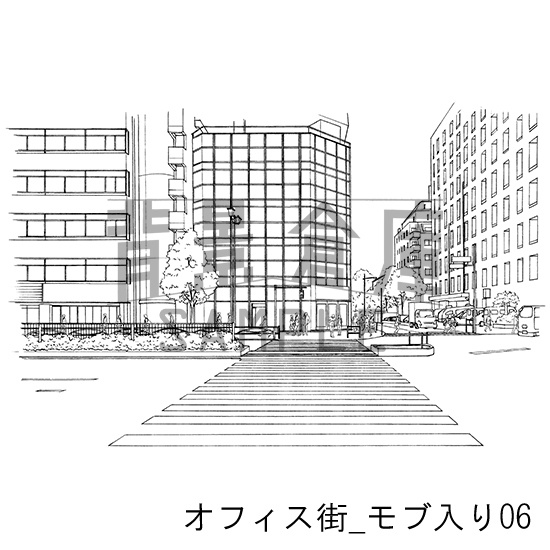 オフィス街の背景集_セット10(モブ入り)