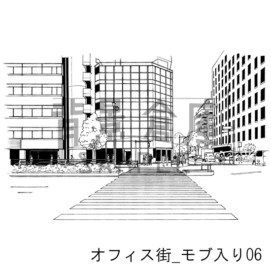 オフィス街の背景集_セット10(モブ入り)