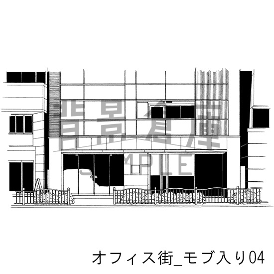 オフィス街の背景集_セット10(モブ入り)