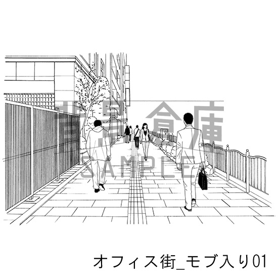 オフィス街の背景集_セット10(モブ入り)