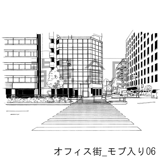 オフィス街の背景集_セット10(モブ入り)