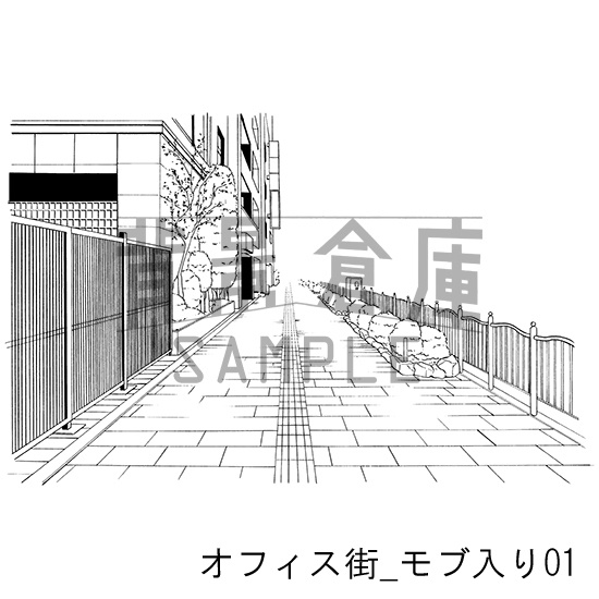 オフィス街の背景集_セット10(モブ入り)