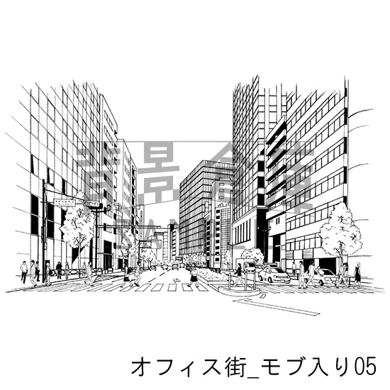 オフィス街の背景集_セット10(モブ入り)
