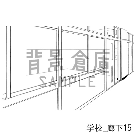 学校の背景集_セット20(廊下)
