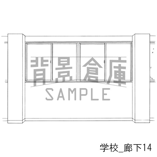 学校の背景集_セット20(廊下)
