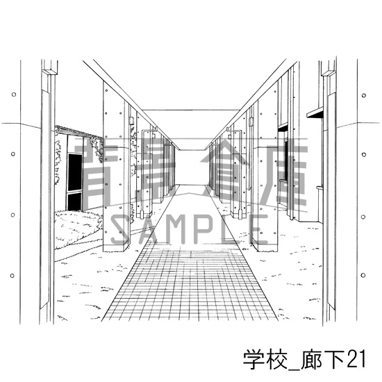 学校の背景集_セット20(廊下)