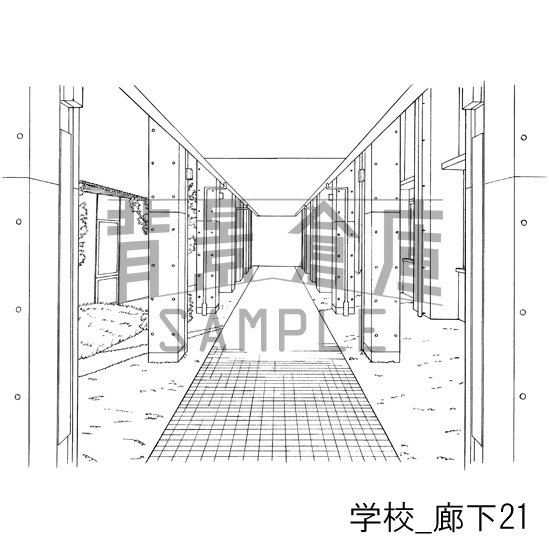 学校の背景集_セット20(廊下)