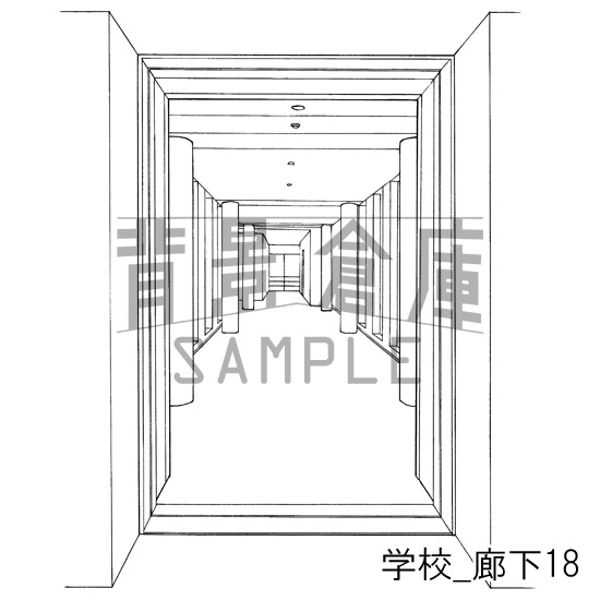 学校の背景集_セット20(廊下)