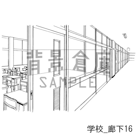 学校の背景集_セット20(廊下)