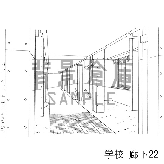 学校の背景集_セット20(廊下)