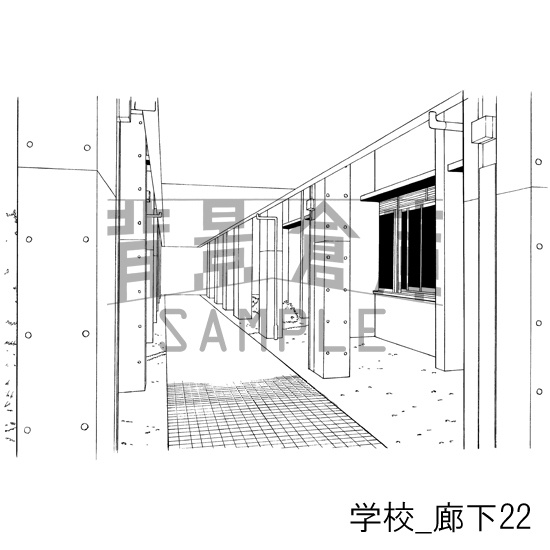 学校の背景集_セット20(廊下)