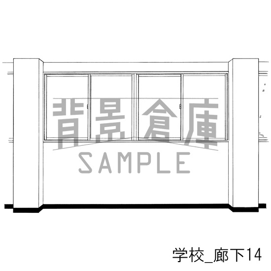 学校の背景集_セット20(廊下)
