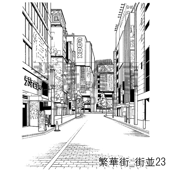 繁華街_背景素材集4(街並)_トーン