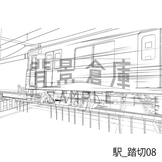 駅_背景素材集8(踏切)_トーン