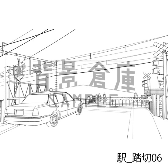駅_背景素材集8(踏切)_トーン