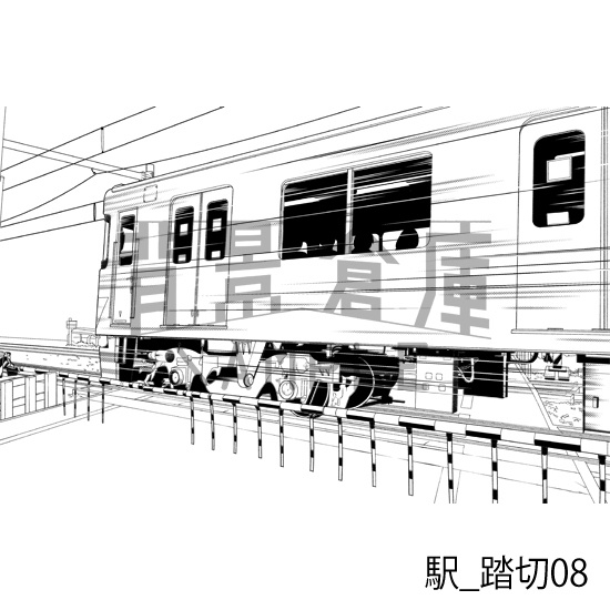 駅_背景素材集8(踏切)_トーン