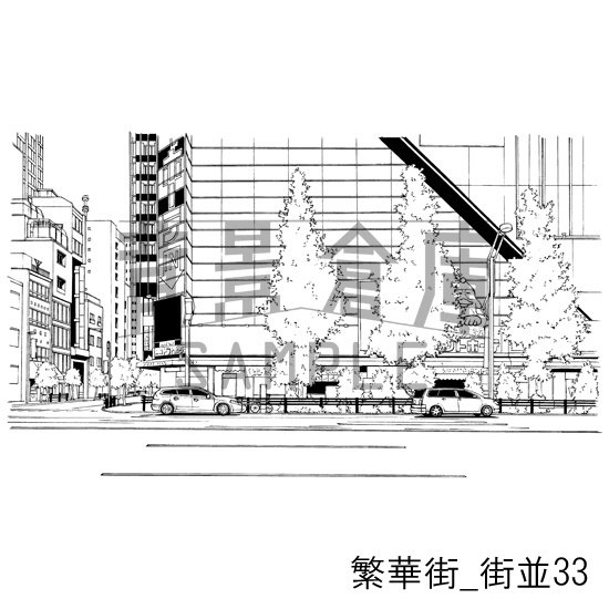 繁華街の背景集_セット6(街並)