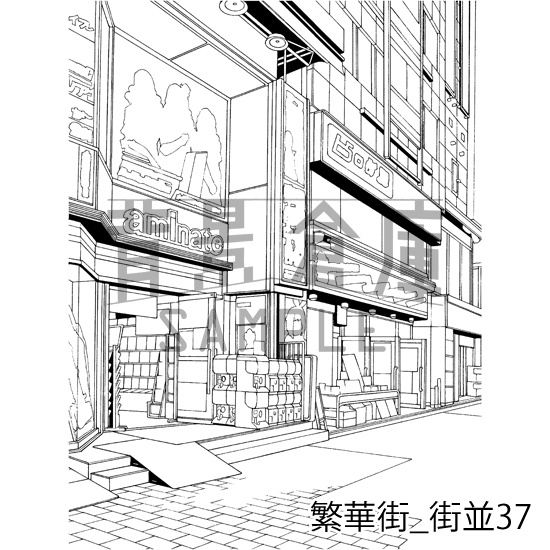 繁華街の背景集_セット6(街並)