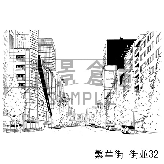 繁華街の背景集_セット6(街並)