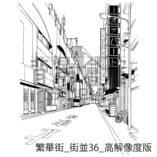 繁華街の背景集_セット6(街並)_高解像度版