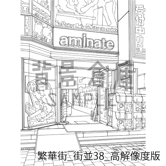 繁華街の背景集_セット6(街並)_高解像度版