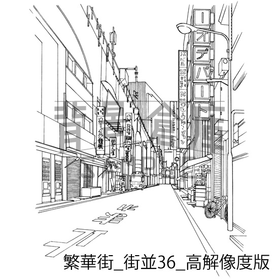 繁華街の背景集_セット6(街並)_高解像度版