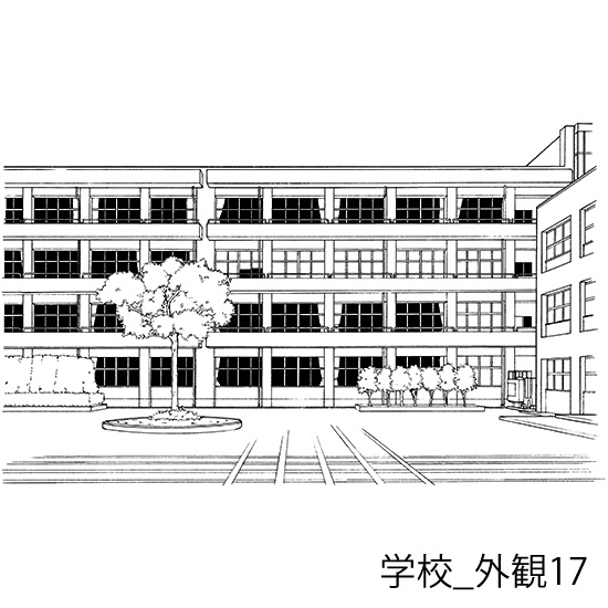 学校の背景集_セット22(外観)