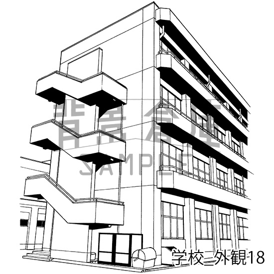 学校の背景集_セット22(外観)