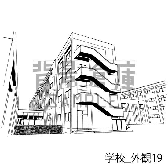 学校の背景集_セット22(外観)