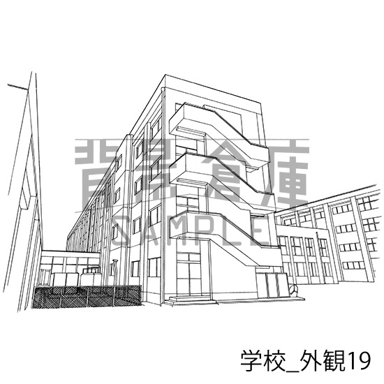 学校の背景集_セット22(外観)