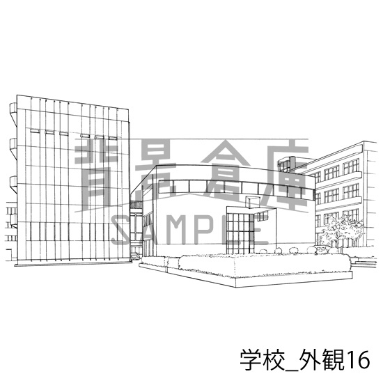 学校の背景集_セット22(外観)