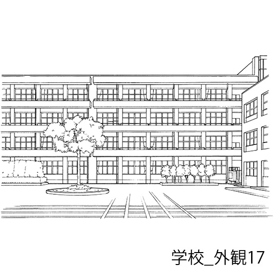 学校の背景集_セット22(外観)