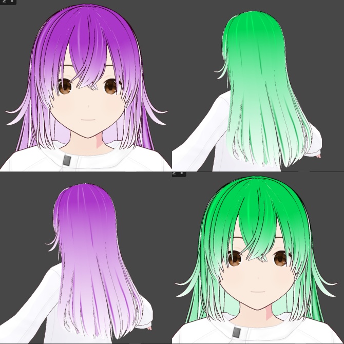 【VRoid】グラデーション髪テクスチャ８種セット(無料)