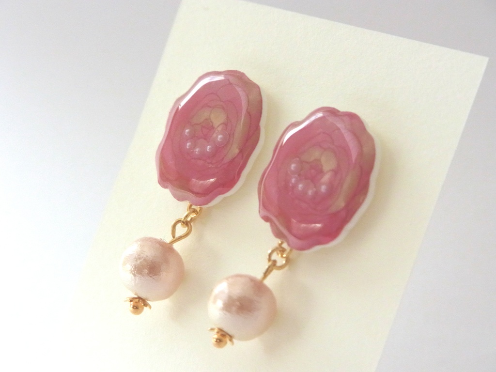 おとめつばきのピアス・イヤリング(パール付き)