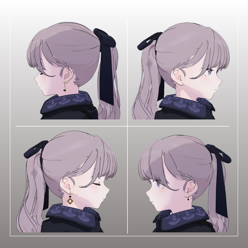 【3Dモデル】Simple pearl earring【PB対応】