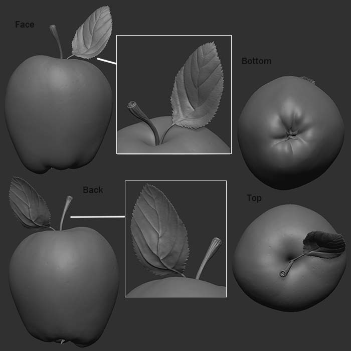 【３Dモデル】Sculpted Apple, Photorealistic, リンゴ【objデータ】