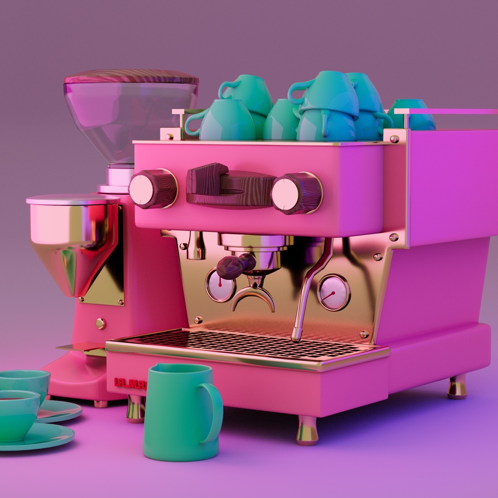 【3Dモデル】エスプレッソマシン、La Marzocco、UVW【ゲーム用素材】【テクスチャ】