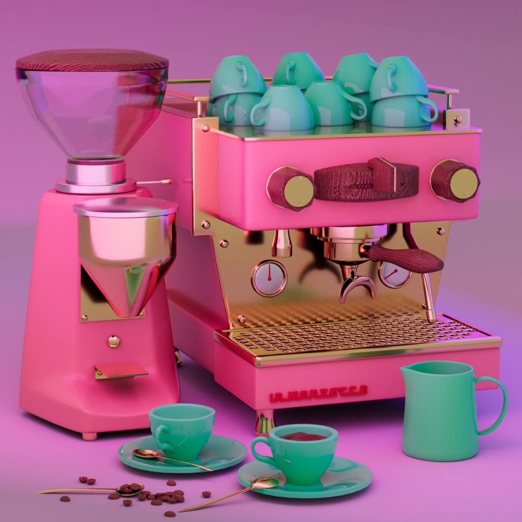 【3Dモデル】エスプレッソマシン、La Marzocco、UVW【ゲーム用素材】【テクスチャ】