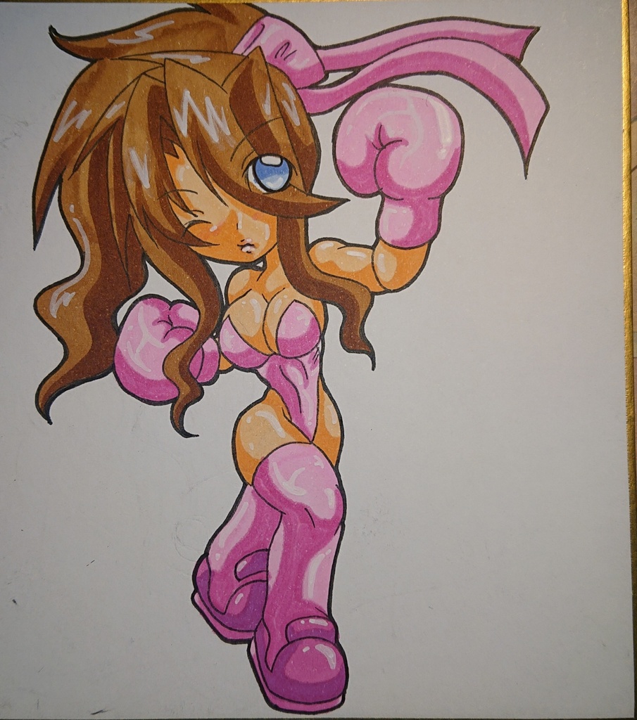 まっピンクの女ボクサー 山崎 麗 色紙小サイズ