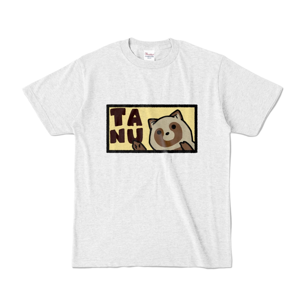 TANUを指さすたぬきTシャツ